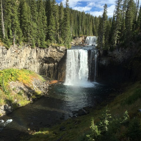 View of the Double Falls waterfalls in Yellowstone