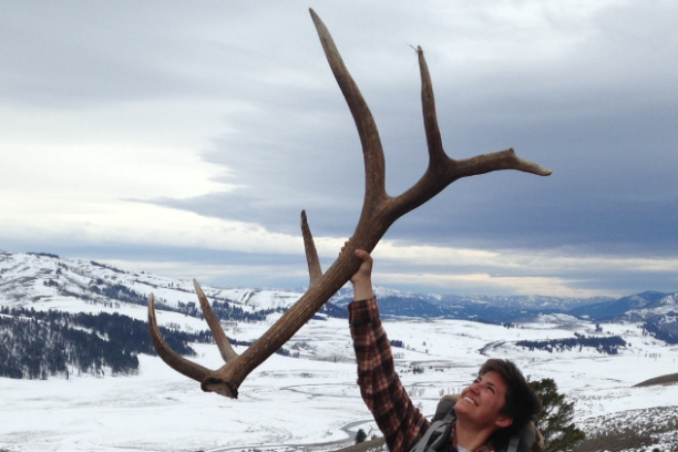 a person standing in the snow