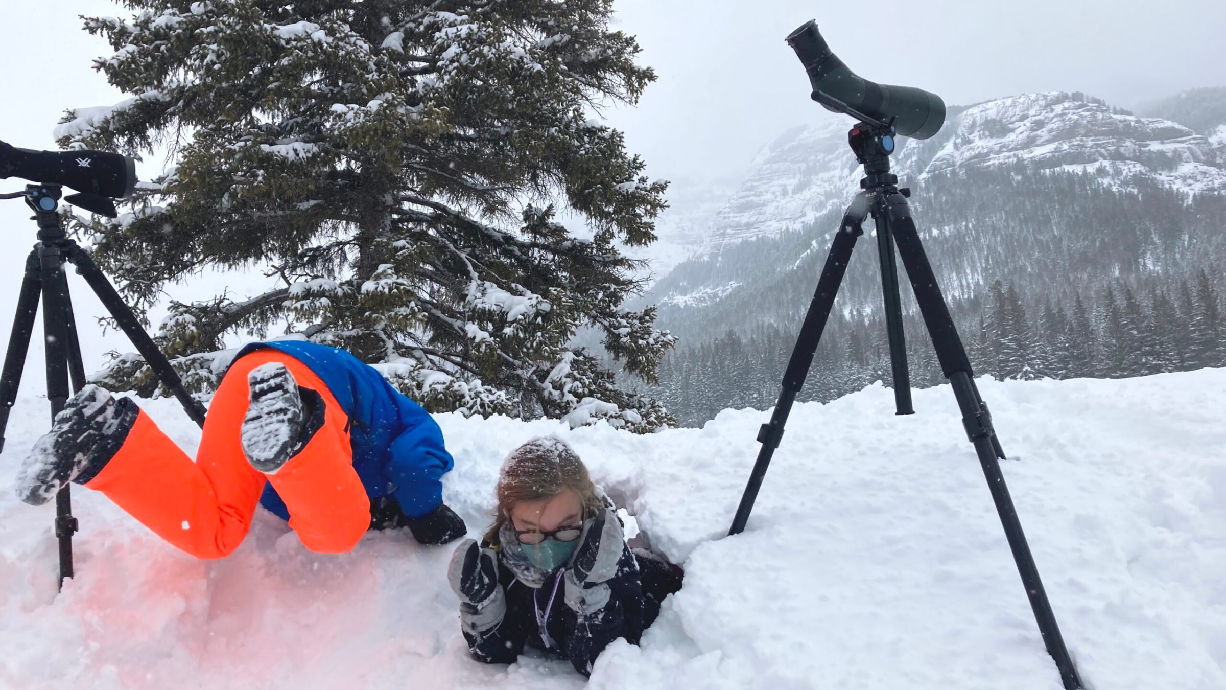 a person skiing in the snow