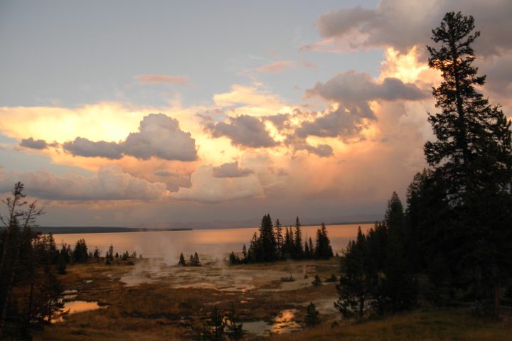 a sunset over a body of water