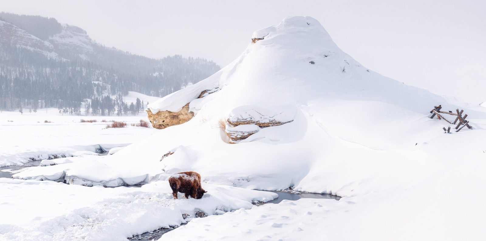 a man on a snow covered mountain