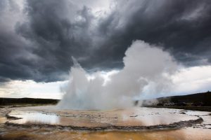 smoke coming from the clouds