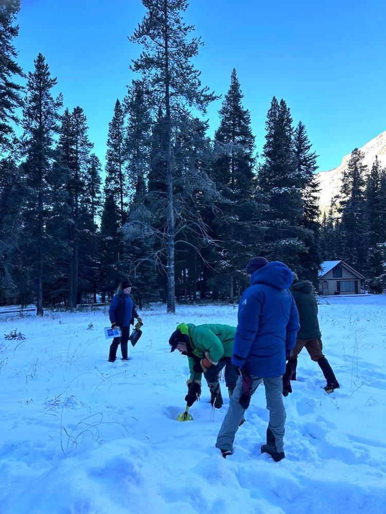 The science of snow is one of many lessons guests on tour with Yellowstone Wild learn during winter.