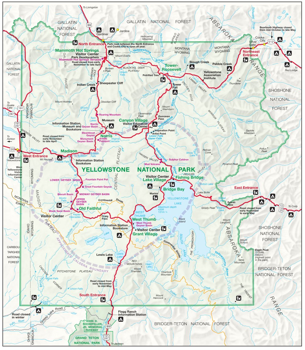 Yellowstone Park Road Map Yellowstone Park Map
