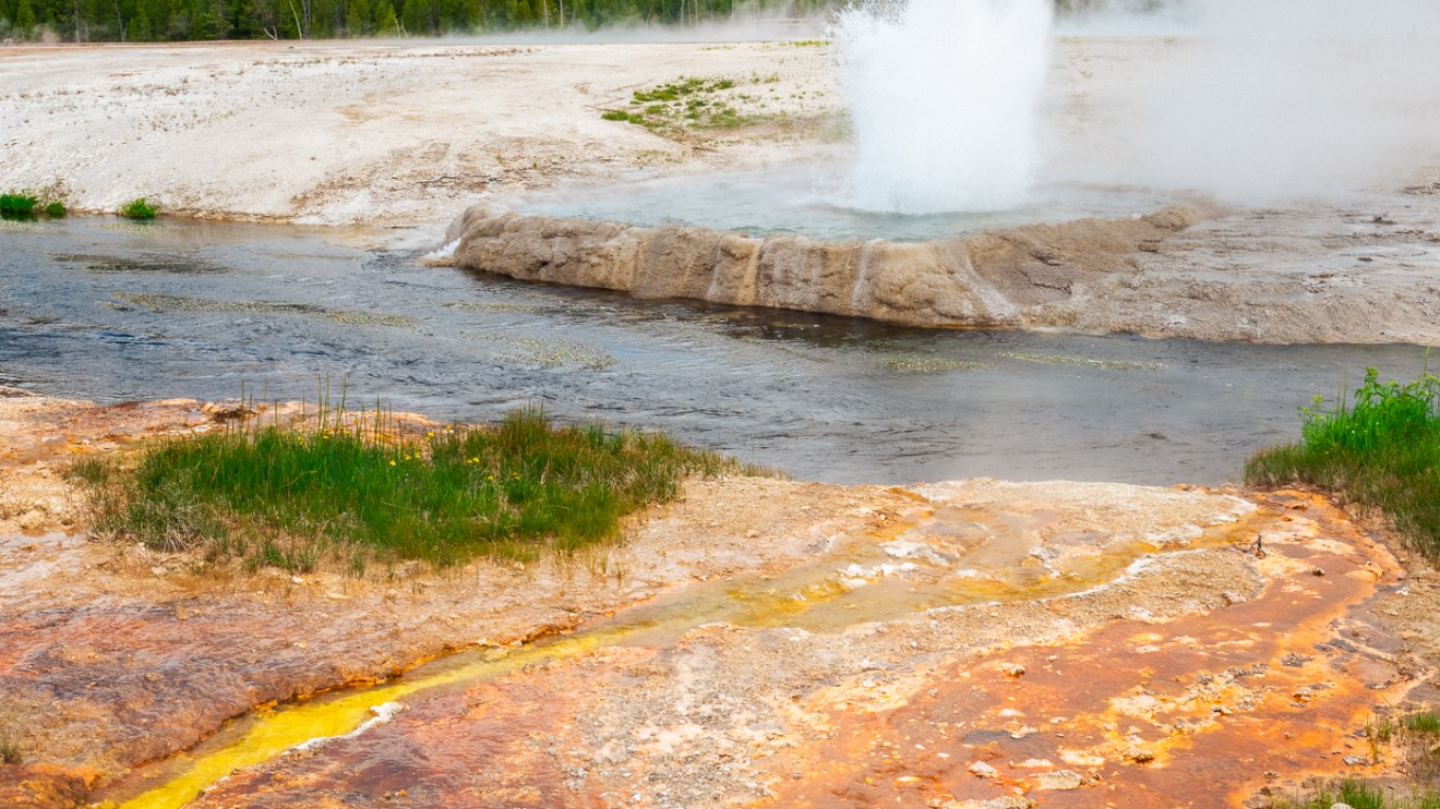Cliff geyser in Black Sand Basin - Yellowstone National Park