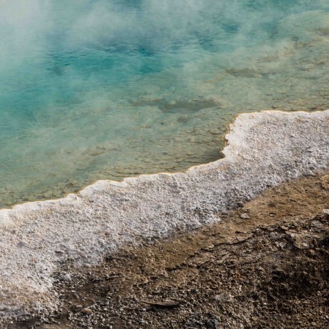 Bizarre and dramatic winter landscapes scenes found in the geyser basins along the Firehole River. Photo by Evan Watts