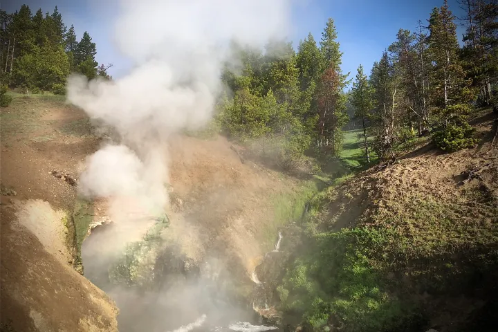 Dragon's Mouth Spring at Mud Volcano in Yellowstone National Park